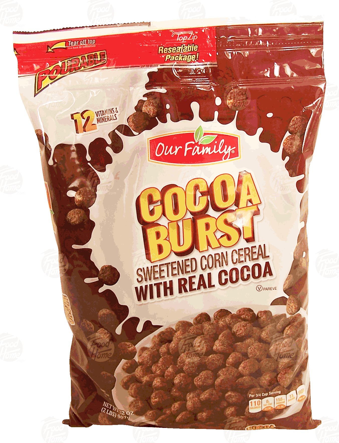 Our Family Cocoa Burst sweetened corn cereal with real cocoa Full-Size Picture